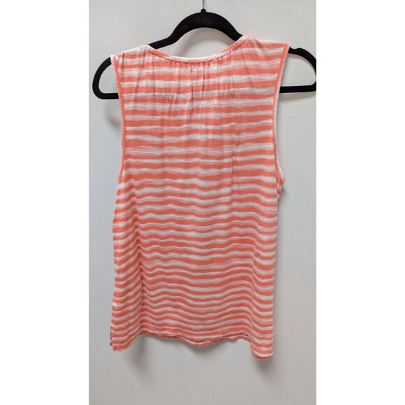 Michael Kors Coral/White Striped Sleeveless Blouse - Picture 2 of 2